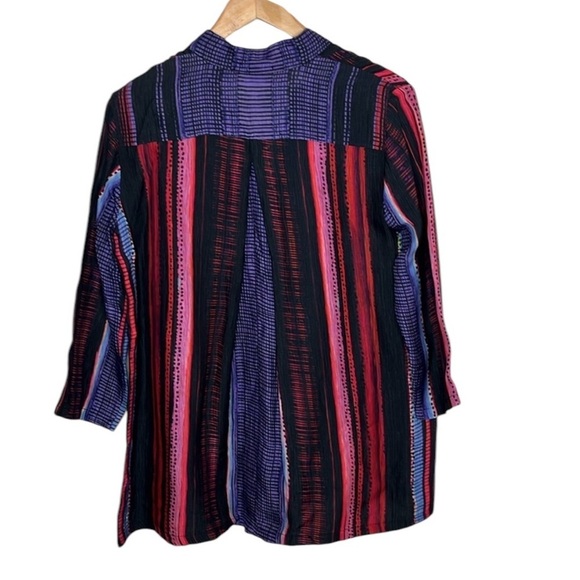 Dressori Silk Striped Button Up 3/4 Sleeve Blouse Women Size S - Picture 5 of 5